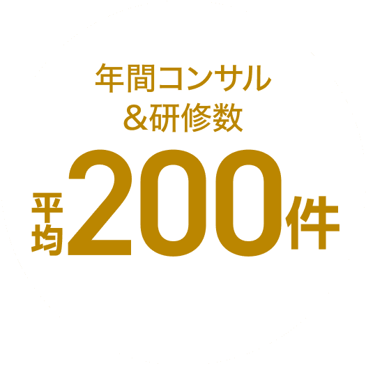 年間コンサル&研修数 平均200件
